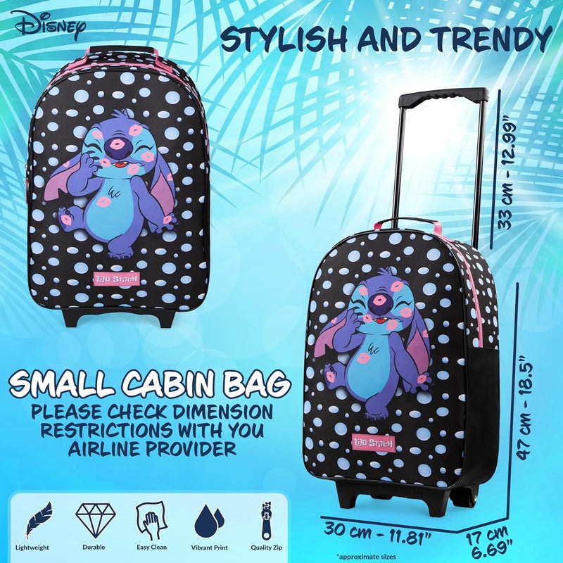 Disney Kids Rolling Luggage 16×11 in, 16‑L Carry‑On Suitcase with Wheels, Foldable Lightweight Travel Bag, Gifts for Kids(Black Stitch) - Image 4